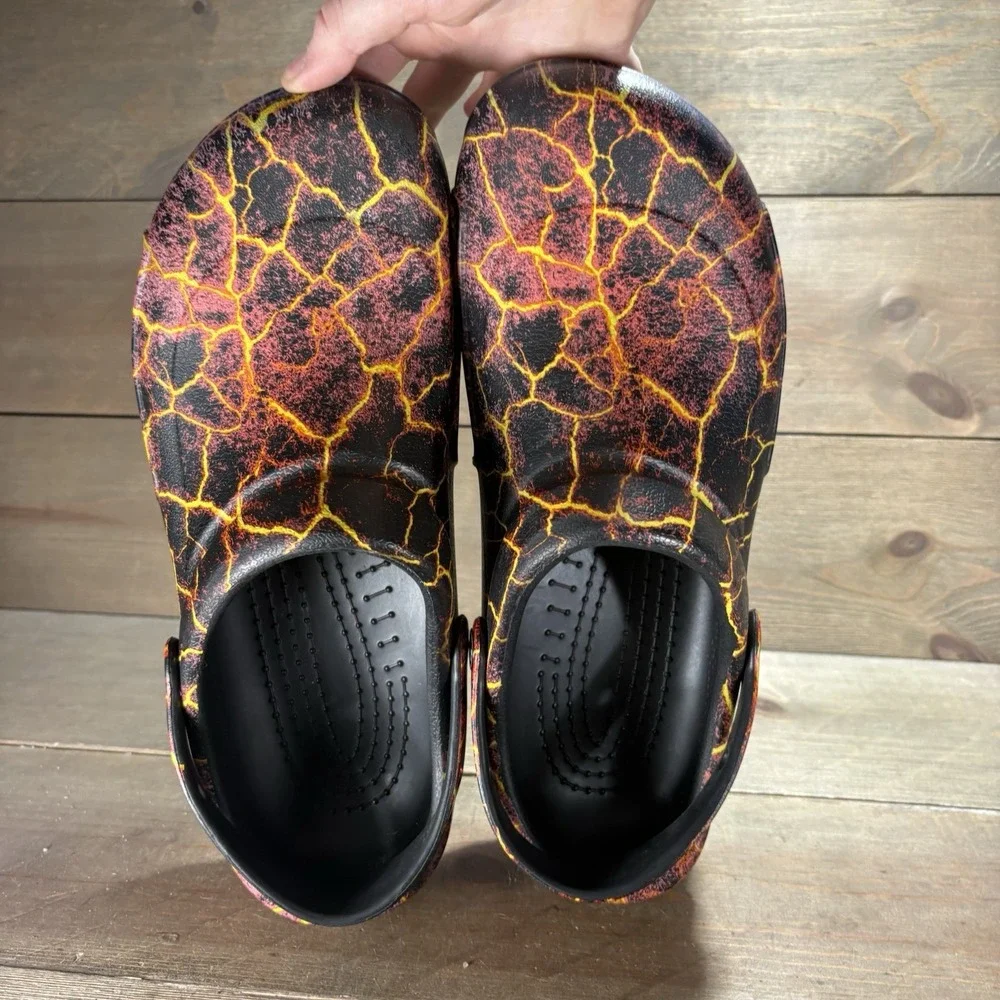 crocs bistro mens size 11 shoes black red lava slip resistant work clogs